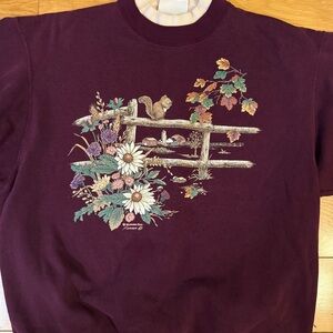 Floral and Squirrel Graphic Crewneck